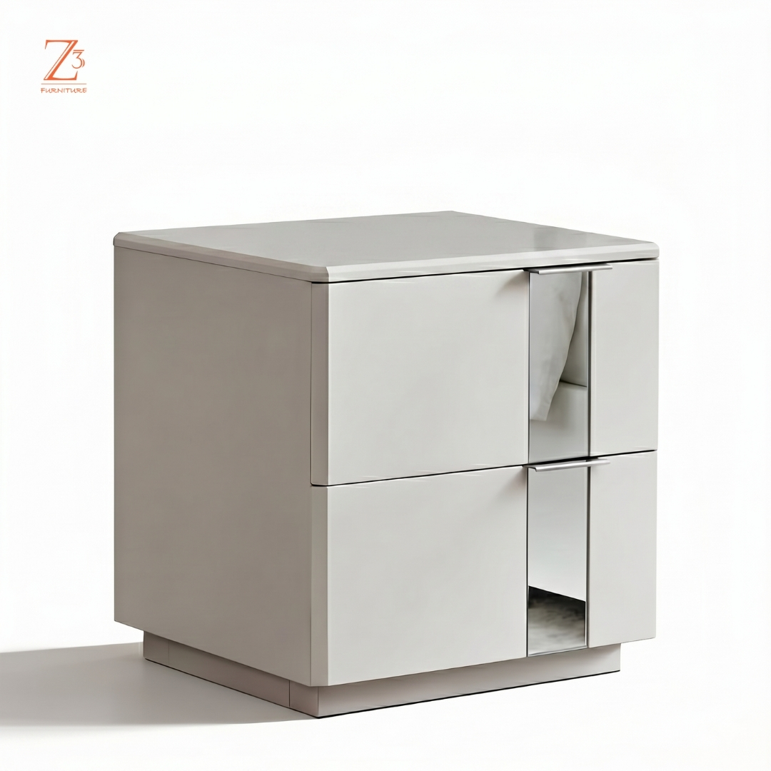 SilverEdge Bedside Table with Drawers – Urban Grey zcube Furniture 3