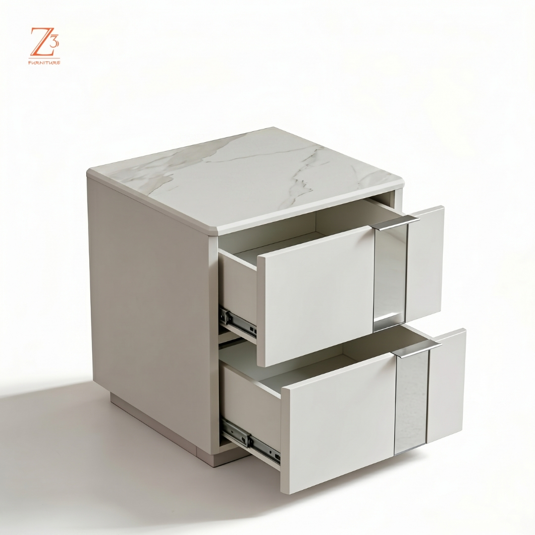 SilverEdge Bedside Table with Drawers – Urban Grey zcube Furniture 4
