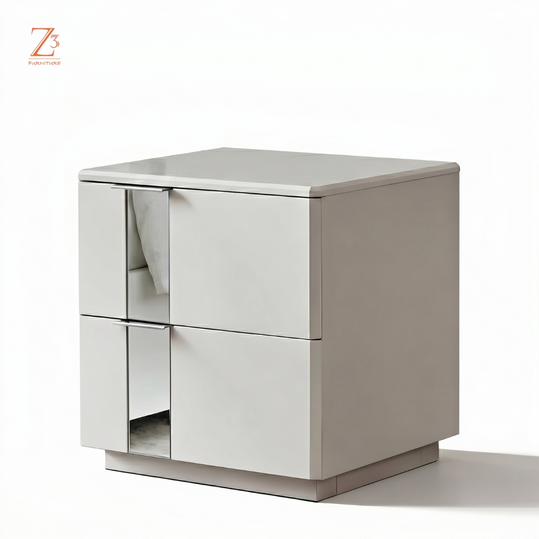 SilverEdge Bedside Table with Drawers – Urban Grey zcube Furniture 5