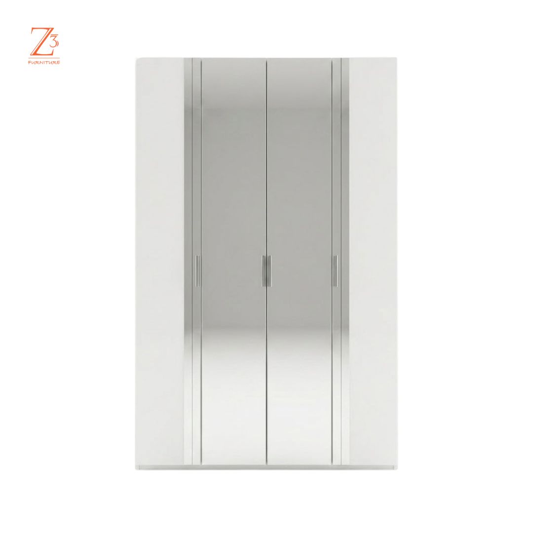 SilverNest 3 Door Wardrobe with Mirrors – Grey Zcube Furniture 1