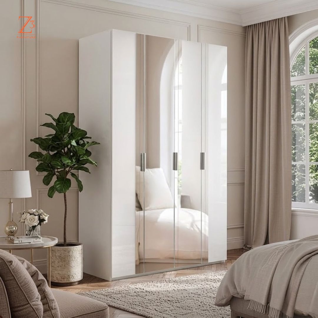 SilverNest 3 Door Wardrobe with Mirrors – Grey Zcube Furniture 2