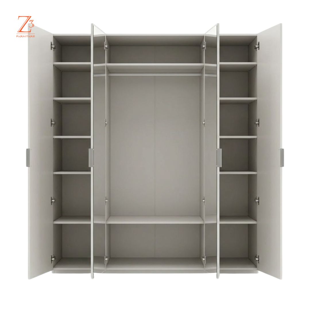 SilverNest 3 Door Wardrobe with Mirrors – Grey Zcube Furniture 4