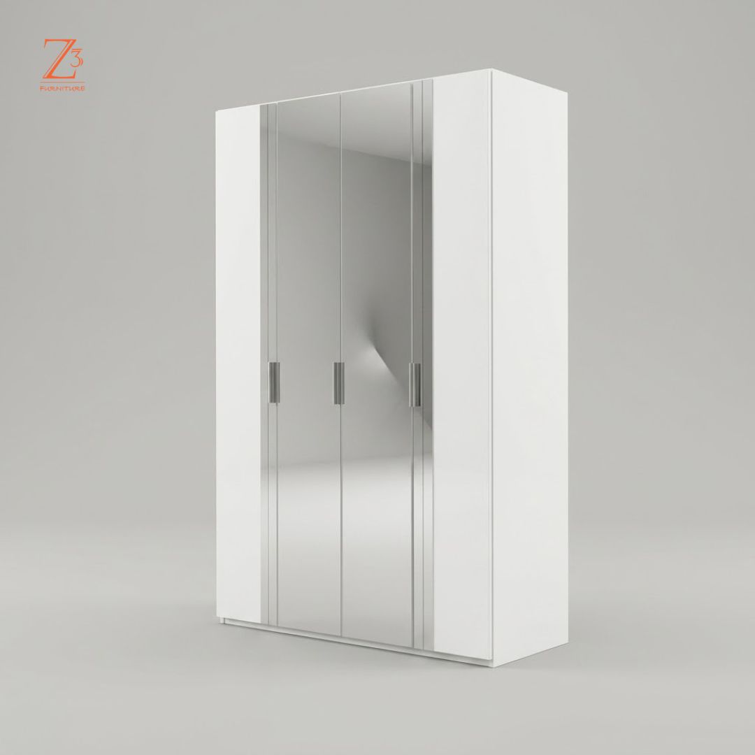 SilverNest 3 Door Wardrobe with Mirrors – Grey Zcube Furniture 5
