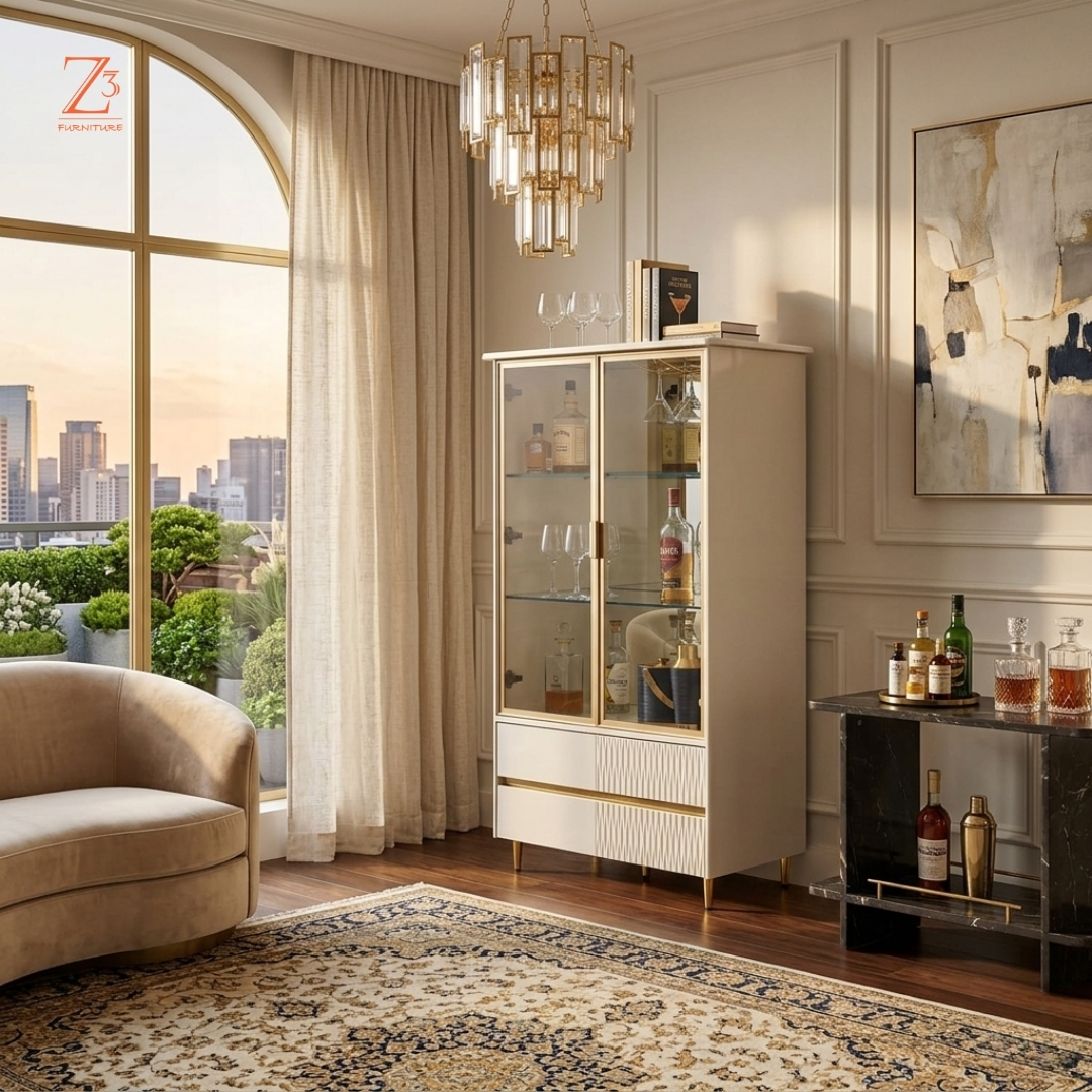 UrbanCellar Premium Bar Cabinet – Slate Grey zcube Furniture 2