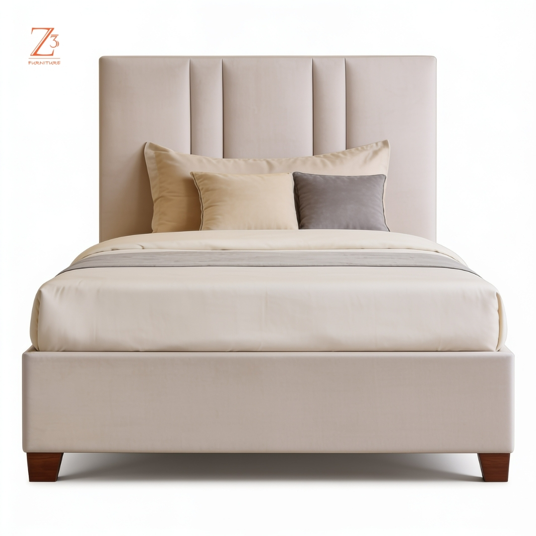 Veloura Beige Hydraulic Single Bed zcube Furniture 1