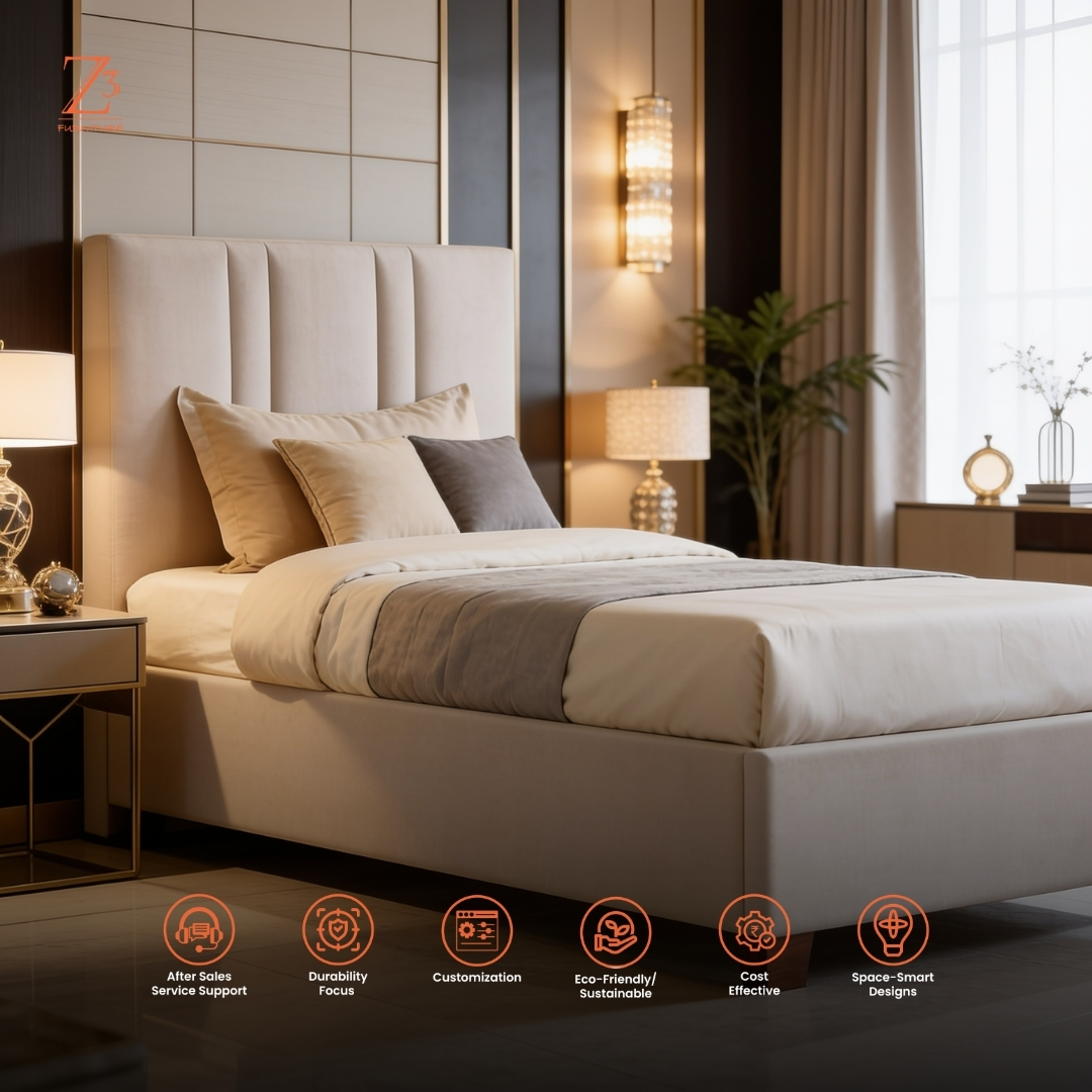 Veloura Beige Hydraulic Single Bed zcube Furniture 6