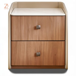 WalnutCraft Bedside Table with Drawers – Classic Brown zcube Furniture 1