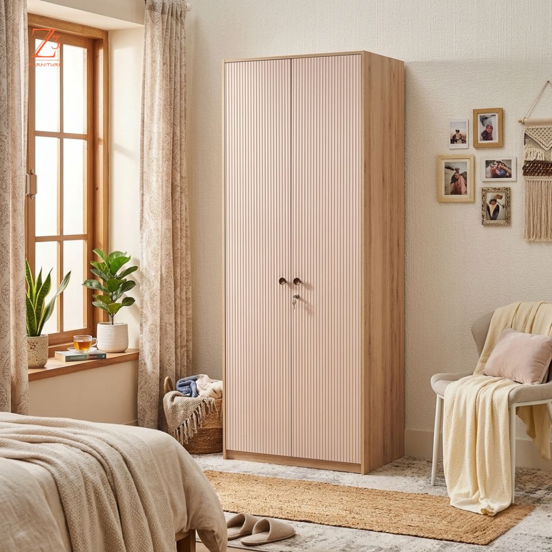WalnutEdge 2 Door Wardrobe – Brown Zcube Furniture 2