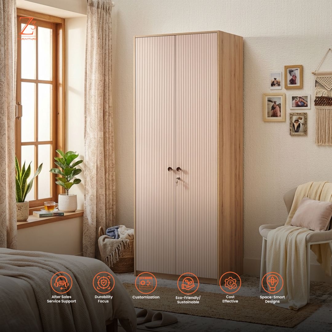 WalnutEdge 2 Door Wardrobe – Brown Zcube Furniture 6
