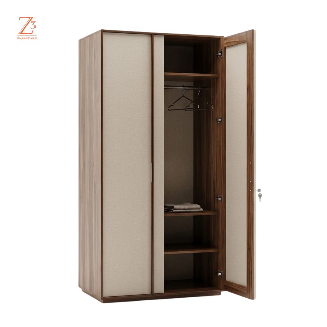 Zenora 2 Door Wardrobe – Walnut Brown Zcube Furniture 4