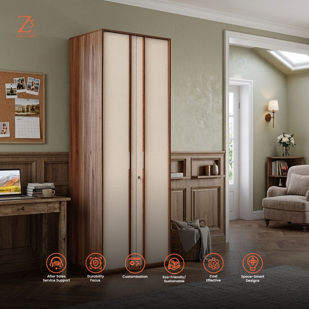 Zenora 2 Door Wardrobe – Walnut Brown Zcube Furniture 6